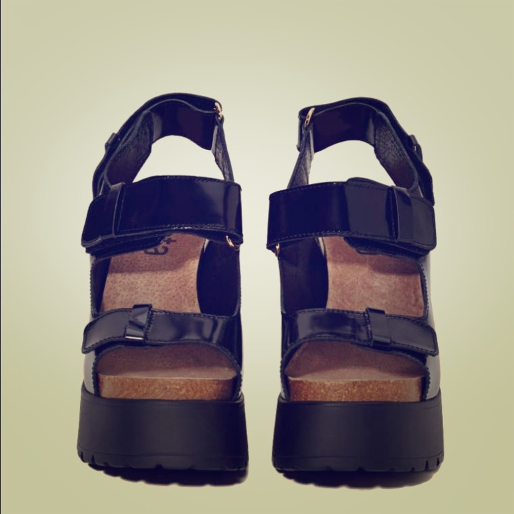 Nasty Gal Black Platform Velcro Sandals